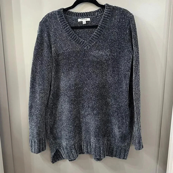 ORVIS Women’s Chenille Blue Oversize Chunky Knit Cozy Sweater Size Medium - Picture 1 of 7